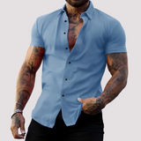 Oscar - Kurzärmeliges Hemd in Slim-Fit-Passform für Herren – Hellblau