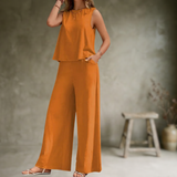 Alizeh - Elegantes ärmelloses Zweiteiliges Set – Orange