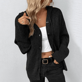Damen Warme Strickjacke | Knopfjacke – Schwarz