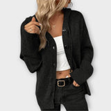 Nina | Klassischer Strick-Cardigan mit Knöpfen – Schwarz