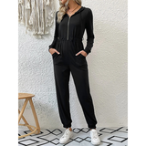 Ladies Luxury Retro Jumpsuit Trainingsanzug & Jogginganzug | Perfekt für jeden Tag tragen – Schwarz