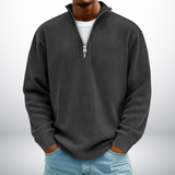 Snovia™ – Hochwertiger Herrenpullover mit Halbreißverschluss – Schwarz
