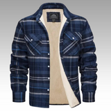 Truffel™ - Kariertes Truckerjacke mit Fleecefutter – Blau