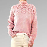 Pullover mit elegantem und warmem rollkragen, kreuzstich-design, unisex – Rosa