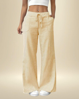 Mirayne - Fließende Wide-Leg-Hose – Zitronengelb