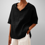 Alissa - Lässige, Locker Sitzende Bluse – Schwarz