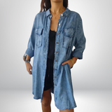 Krystyna – Stilvolle Jeansjacke Mit Langen Ärmeln und Kragen – Hellblau