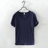 Boris V-Ausschnitt T-Shirt – Marineblau