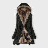 Milora – Mantel mit Fellfutter – Schwarz