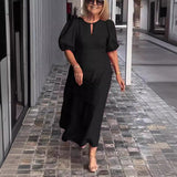 Juliana - Elegantes Kleid mit Puffärmeln – Schwarz (Fast ausverkauft)