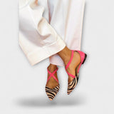 Zarella – Zebra Ballerinas in Pink Power – Beige