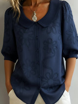 Perina - Soft-Touch-Bluse mit Blumenmuster – Dunkelblau