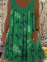 Samudri - Lockeres Armelloses Maxi Kleid Mit Rundhalsausschnitt – Grün