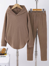 Berenika – Lässiges Kapuzen Top And Leggings – Braun