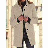 Vintora™ – Retro Damen-Windjacke mit Knöpfen und Stehkragen – Khaki