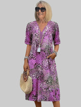 Marisse - Soft-Touch-Midikleid mit Blumenprint – Lavendel-Lila
