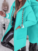 Nicola – Langärmelige Jacke Mit Seitentaschen – Türkis
