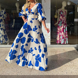 Adá | Modisches und elegantes Damenkleid mit Druck – Blau