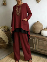 Naelia - Elegantes Zweiteiliges Set – Burgund