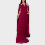Mabel | Maxikleid mit Cape-Ärmeln und hohem Schlitz – Rot