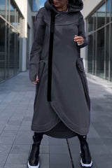 Veyra™ -  Strickjacke mit Kapuze und Seitlichem Reißverschluss – Grau