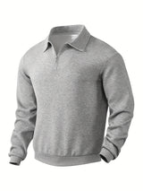 Rafael | Vintage-Zip-Pullover mit geometrischem Design – Grau