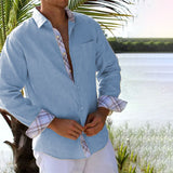 Leo – Herren Sommerhemd mit Kontrastdetails und Leinenanteil – Himmelblau