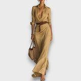 Verira – Elegantes Maxi-Wickelkleid – Khaki