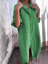 Paige - Knopf-Breeze Kleid – Grün