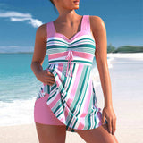 Lily | 2-teiliges Hochgeschnittenes Bikini mit Streifenmuster – Basisstreifen
