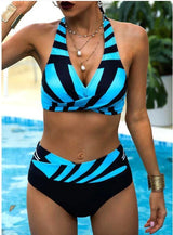 Marion | Bikini mit hoher Taille – Schwarz und Blau