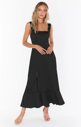 Dayana | Trägerloses Kleid mit Schnürung und eleganter Öffnung – Schwarz