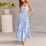 Sabrina - Maxikleid mit frischem Streifenmuster und eleganter Passform – Blau