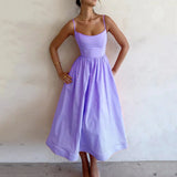 Clara - Ärmelloses Midikleid mit Frische und Eleganz – Lila