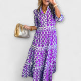 Stavroula - Midikleid Mit Kettenmuster – Lila