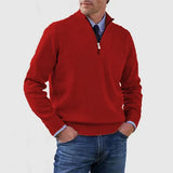 Ben | Modischer Warmer Pullover Mit Halbem Reißverschluss – Rot