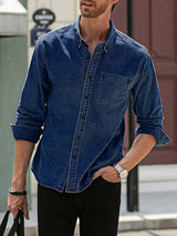 Daniel | Lässiges Langärmelig Denim-Hemd im klassischen Look – Blau