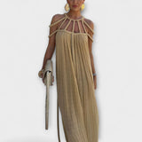 Briar - Elegantes Maxi-Kleid mit Drapierten Details – Khaki