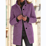 Vintora™ – Retro Damen-Windjacke mit Knöpfen und Stehkragen – Lila