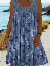 Samudri - Lockeres Armelloses Maxi Kleid Mit Rundhalsausschnitt – Grau