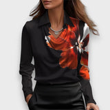 Melvine – Satiniert glänzende Bluse mit Drapierung – Schwarz 2