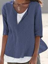 Damen Bluse | mehrlagige Ausführung und gleichmäßige Linienführung – Blau