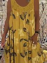 Samudri - Lockeres Armelloses Maxi Kleid Mit Rundhalsausschnitt – Gelblich-braun