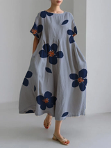 Sophia | Premium Floral Kleid – Blau