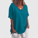Lena | V-Ausschnitt-Shirt – Ozeanblau