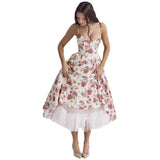 Isabelle - Fließendes französisches Netzkleid – Rote Blumen