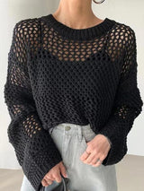 Gabriella - trendiger strickpullover für damen – Schwarz