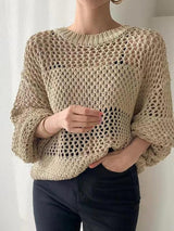 Gabriella - trendiger strickpullover für damen – Khaki