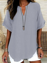 Xalina - Bluse mit weicher Haptik und Ausschnitt-Detail – Grau