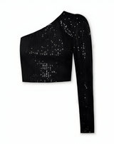 Calen | Das Perfekte One-Shoulder Top für Jeden Anlass – Schwarz